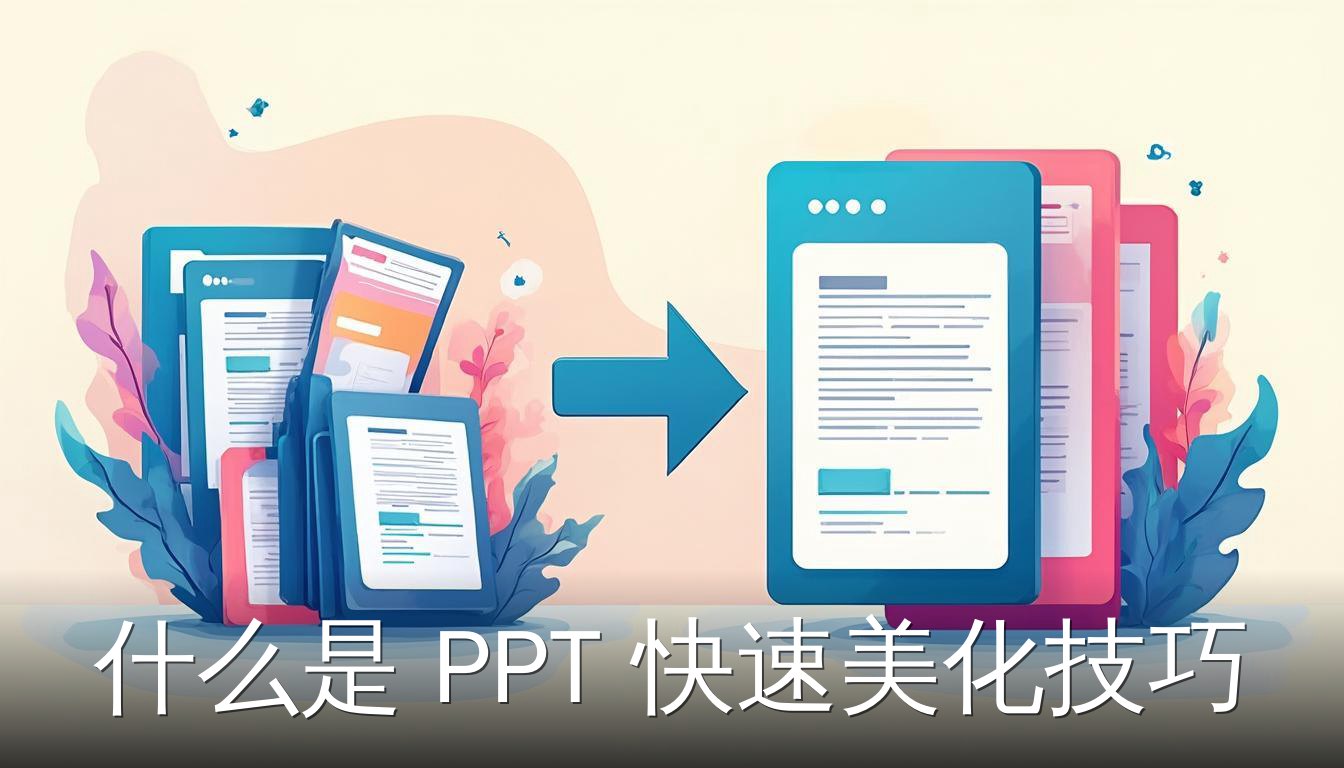 PPT快速美化技巧前后对比图，展示从杂乱到统一美观的幻灯片改造
